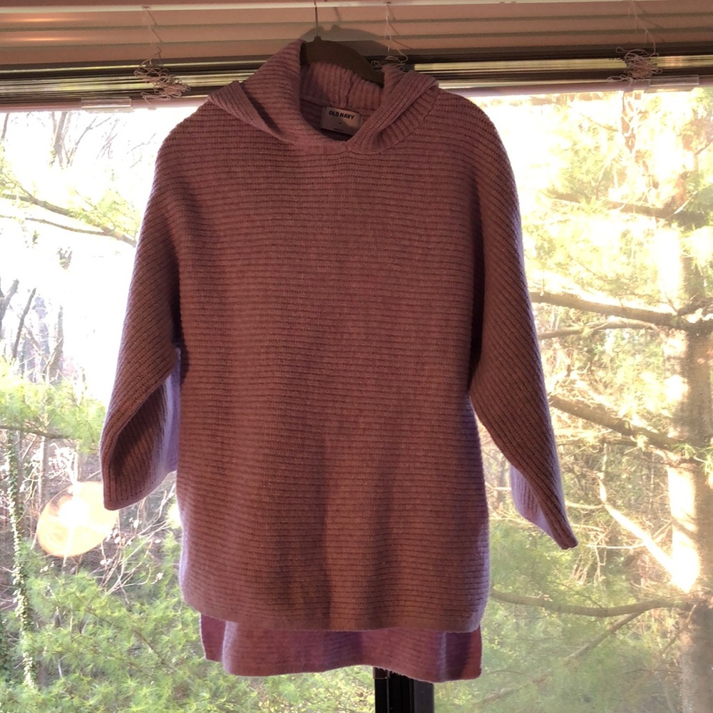 Lilac 3/4 hooded spring sweater tunic